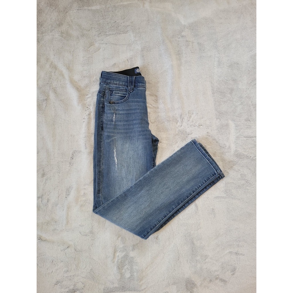 Democracy Womens Size 2  Blue Ab Solution Straight Leg Distressed Denim Jeans